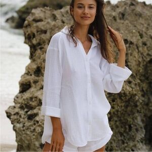 Excellent condition Handloom LA Echo Maxi Shirt and Shorts set / Sz S-m